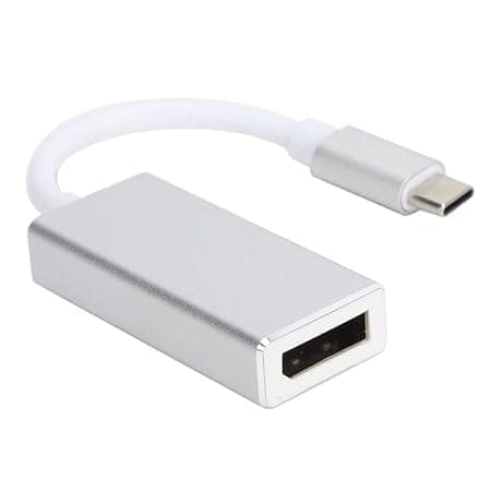 Type C Male to DP Female Converter (Compatible with Mac, Computer, PC, Chromebook, MacBook, Silver, One Cable)
