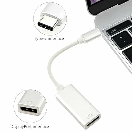 Type C Male to DP Female Converter (Compatible with Mac, Computer, PC, Chromebook, MacBook, Silver, One Cable) view 3