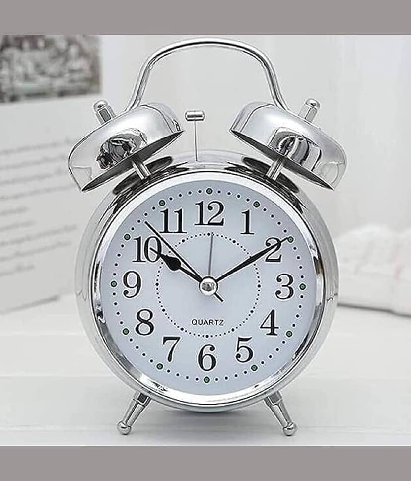 RAMDEV ENTERPRISE Analog SILVER TWIN BELL Alarm Clock - Pack of 1