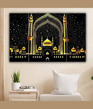 SNDArt Set Of 3 Islamic Religious Wall Paintings For Home Décor Gift Items 12 x 18 inch