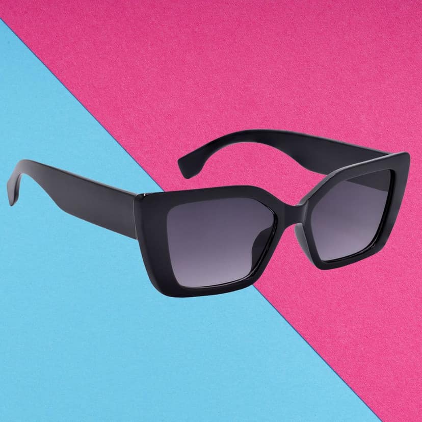 Black Frame Grey Lens Cat-eye Sunglasses for Women & Girls Fashion Statement - HRS588-BK-GRY