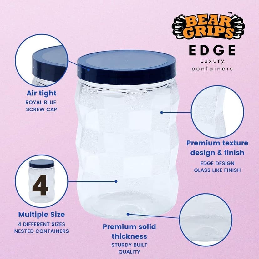 BEAR GRIPS luxury 18 set kitchen airtight BPA free containers/jars sets with 1.5 litre Milk jug and 1 liter Oil pourer combo view 2