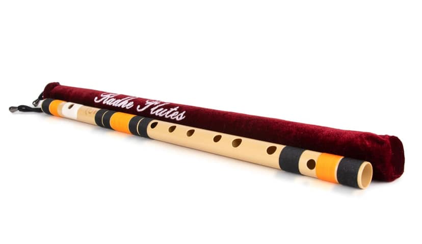 Radhe Flutes | C Natural | Right Handed | With Velvet Cover | Tuned With Tanpura A=440Hz | PVC Fiber | Black & Orange view 3