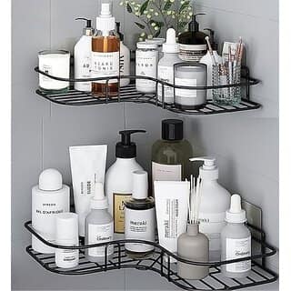 (Pack of 1) Shower Caddy Corner Shower Organizer With Soap Holder Stainless Steel Shelf 5 in 1 Self Adhesive Shelf Organizer Combo/Metal Racks and Shelves for Wall/Stand view 3