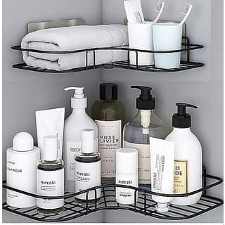 (Pack of 1) Shower Caddy Corner Shower Organizer With Soap Holder Stainless Steel Shelf 5 in 1 Self Adhesive Shelf Organizer Combo/Metal Racks and Shelves for Wall/Stand view 4