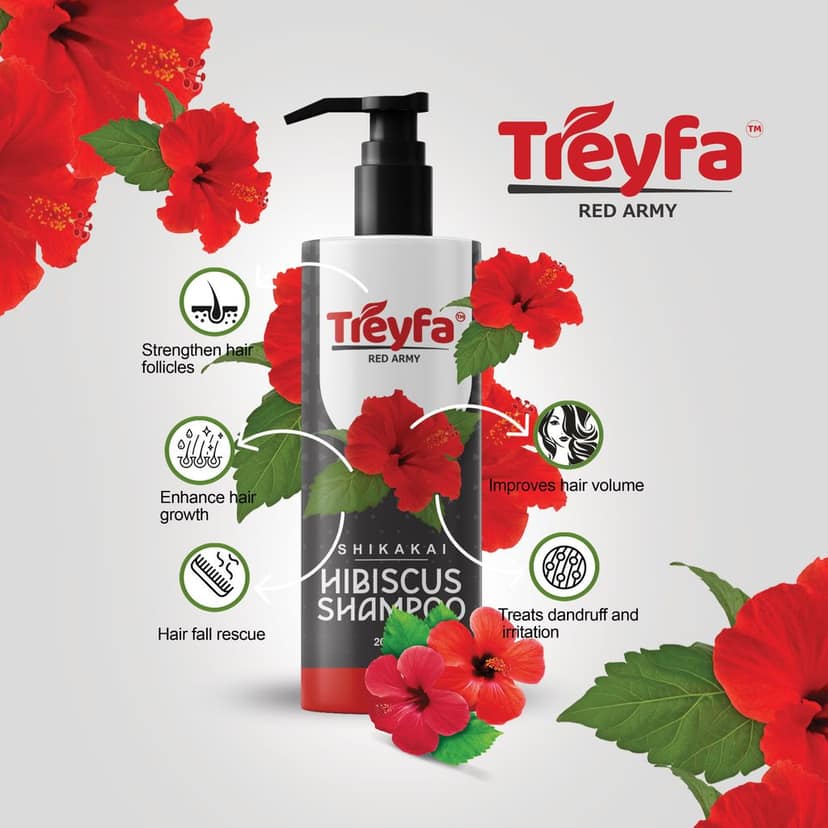 Treyfa Hibiscus shampoo for hair growth & dandruff control (200ml.) view 4