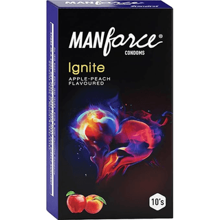 MANFORCE Ignite Apple-peach Flavoured Extra Dotted Box Condoms - 10 Pieces x Pack of 3 Condom (Set of 3 30 Sheets)