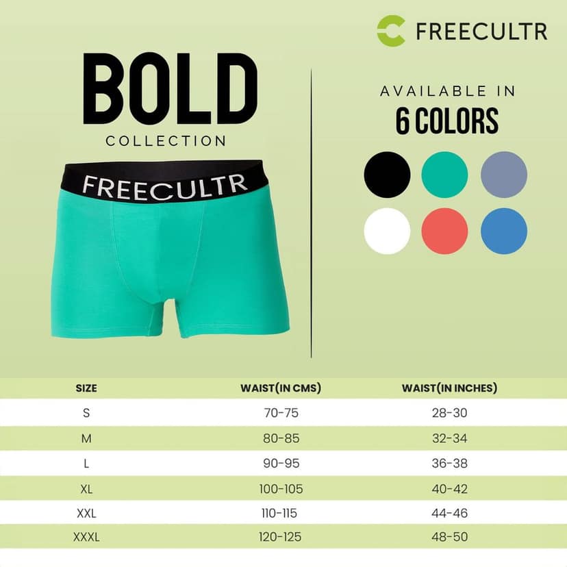 Freecultr Men's Underwear Organic Cotton (Ultrasoft Waistband) Premium Snug-Fit Trunk Pack of 1-Holly Green view 7