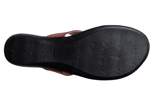Women's Red Slip-On Flats with Synthetic Upper and Rubber Sole view 3