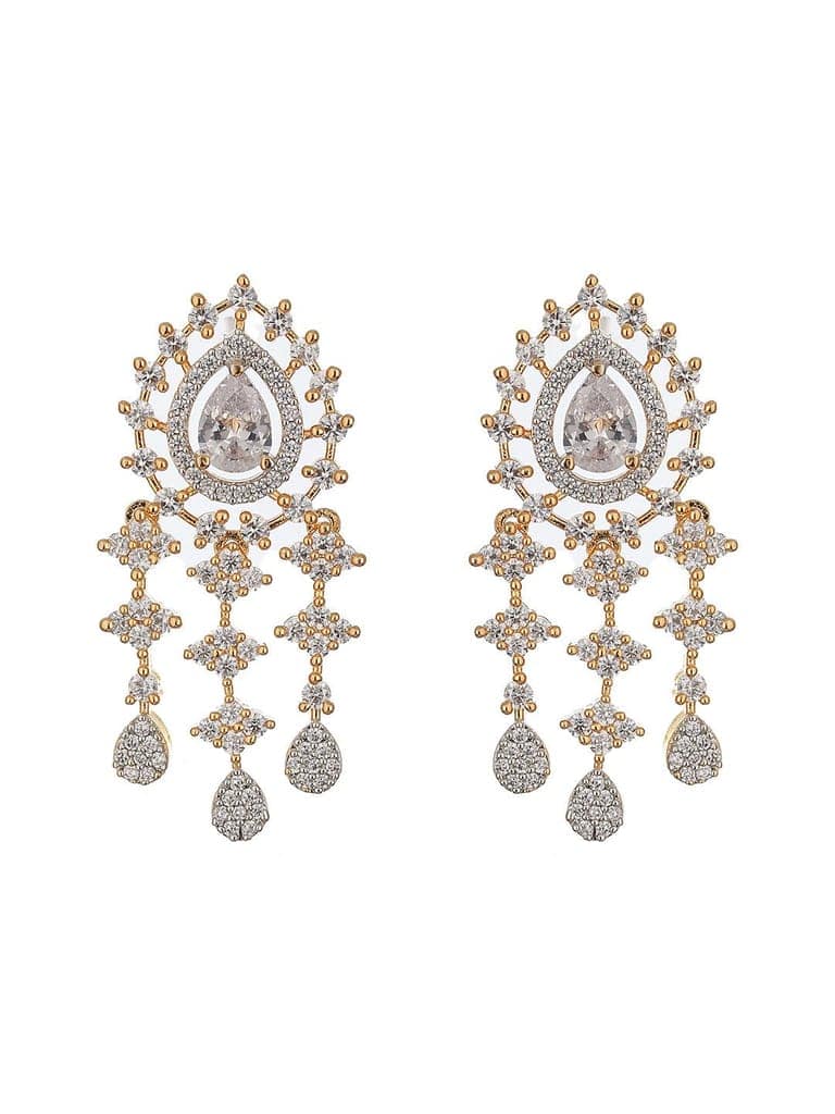 Gold Toned AD Studded Minimal Floral Delicate Pendant Jewellery Set view 6