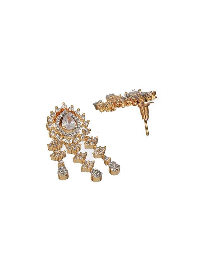 Gold Toned AD Studded Minimal Floral Delicate Pendant Jewellery Set view 7