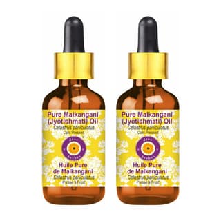 Deve Herbes Pure Malkangani (Jyotishmati) Oil (Celastrus paniculatus) with Glass Dropper | Cold Pressed | Brain & Memory Support | Natural | Undiluted | For Diluting Essential Oils | Unisex | 10ml X 2 Deve Herbes Pure Malkangani (Jyotishmati) Oil (Celast