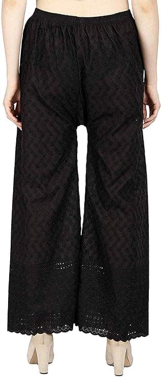 Heavy Chicken Work Embroidery Palazzo Combo Set of 2 Pcs (Black,White) view 5
