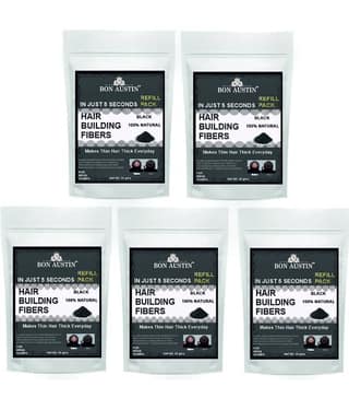 Bon Austin Hair Building Fiber Instant Fuller Hair Refill Pack (Black) 25 gm Pack of 5