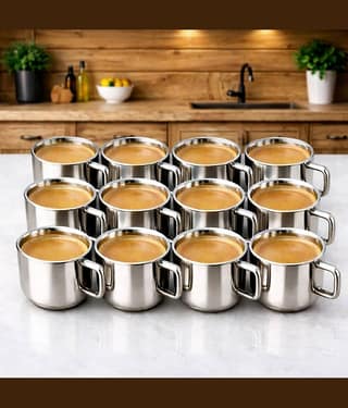 STEEPLE Solid Stainless Steel Tea Cup 120 ml ( Pack of 12 )