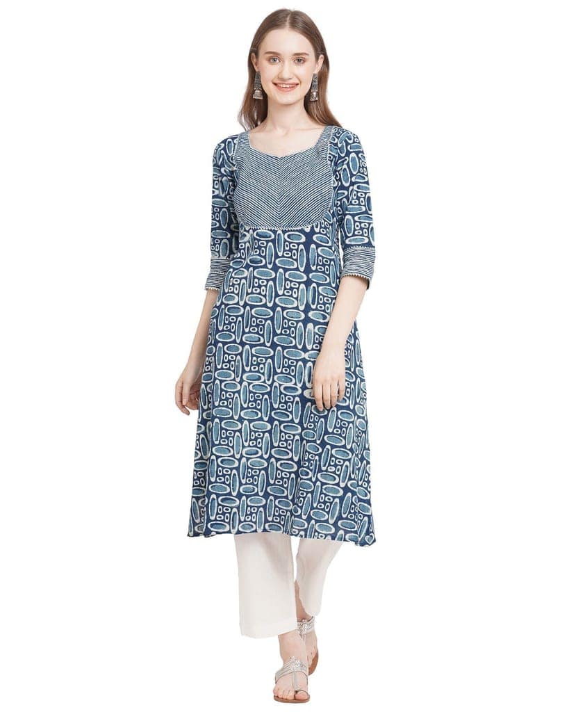 "Neel Nabh" handcrafted pure cotton Indigo kurta view 4
