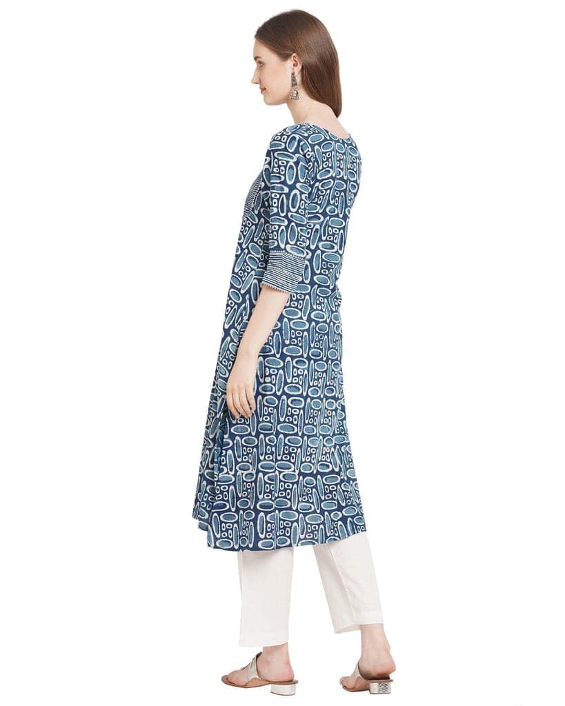 "Neel Nabh" handcrafted pure cotton Indigo kurta view 8