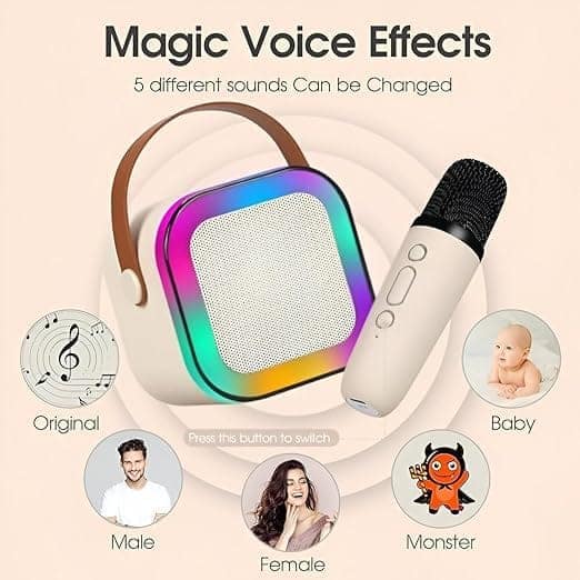 S669 Speaker Machine Bluetooth-Compatible Wireless Karaoke Mic Speaker Multi-Compatibility Modes, RGB Lights | Party POP Bluetooth Speaker with Mic (Multicolor) view 6