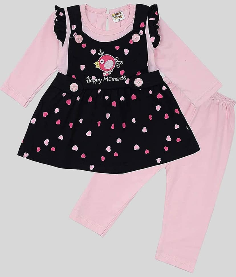 NammaBaby Baby Girls Cotton Blend Dresses ( Pink )