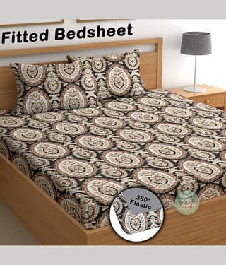 CG HOMES Microfibre 1 Double Fitted Bedsheet with 2 Pillow Covers ( 220 cm x 220 cm ) , Gray