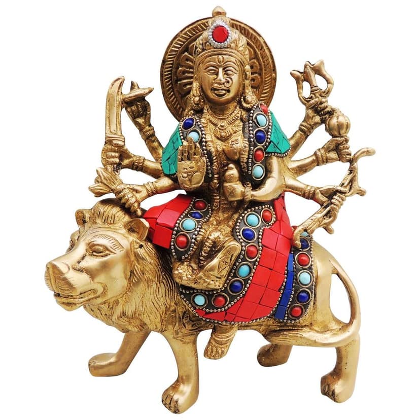 Brass Durga Ji Idol - Elegant Decorative Statue for Festivals, Height : 8 Inch (BSMAS523) view 2