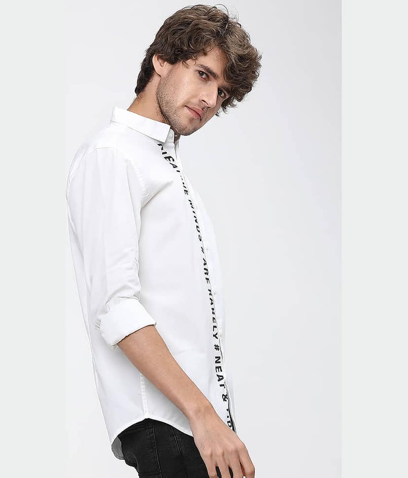 Highlander 100% Cotton Slim Fit Solids Full Sleeves Men's Casual Shirt - White ( Pack of 1 ) view 6