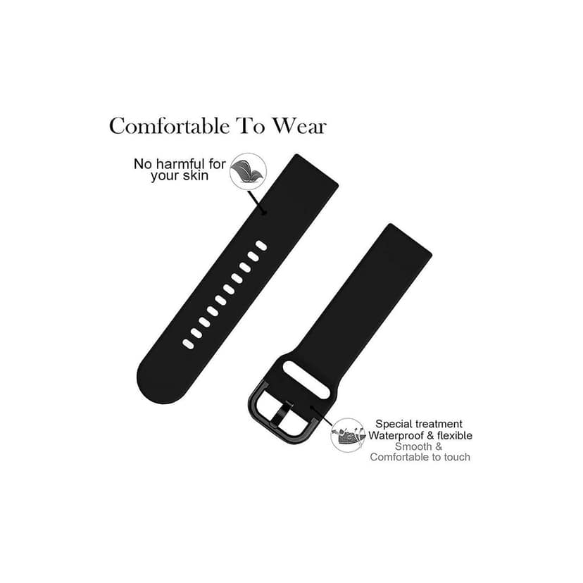 20 MM Smart Watch Band WS101 compatible with DIZO Watch 2/ColorFit Brio/Qube 20 mm Silicone Watch Strap (Black) view 3