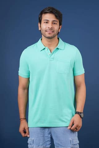 Men's Mint Green Pocket Polo T-Shirt