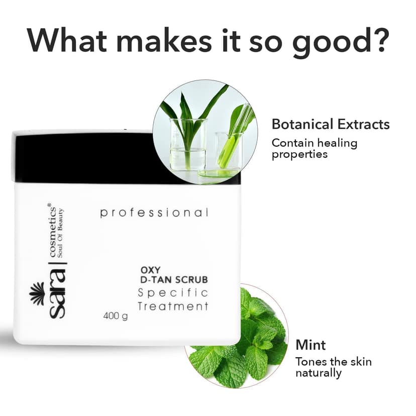 SARA Professional Oxy D-TAN® Scrub For Exfoliation & Radiant Skin | Suitable For All Skin Types, 400g view 2