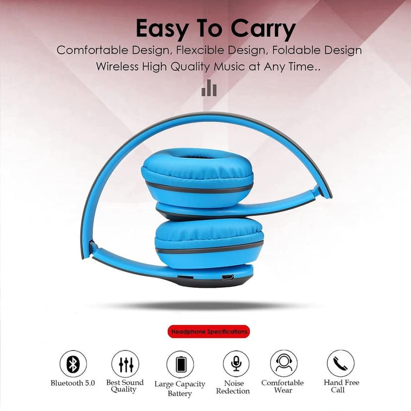 P47 Premium Matte Quality Bluetooth Gaming & Music Headphone On The Head Bluetooth Foldable Headset Handsfree with Calling Function/Aux Line TF Card MP3 Player Headphone view 5