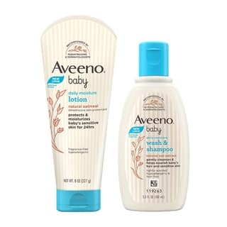 Combo pack Aveeno Baby Daily Moisture Lotion (227g) + Wash and Shampoo (100ml) | With natural oat extract | Hypoallergenic, pediatrician recommended | Cleanses, nourishes, soothes & protects baby's sensitive skin Combo pack Aveeno Baby Daily Moisture Lot