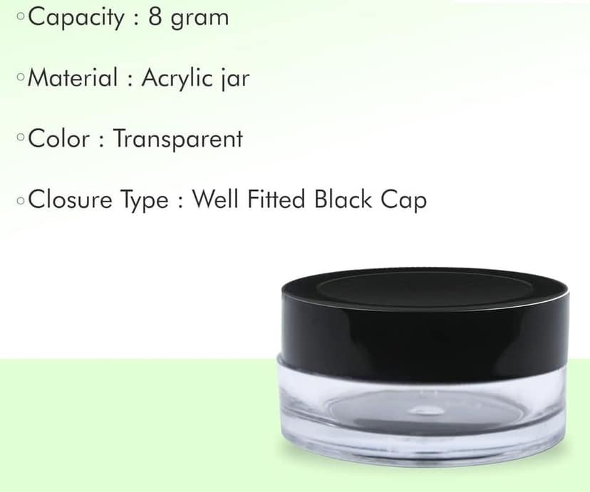 Empty Acrylic San Jar Transparent Cosmetic Container with Leakproof inner lids for Lip Balms, Lip Scrubs, Body Butters, Eyeshadow, Makeup & DIY cosmetics beauty products - PRNT view 5