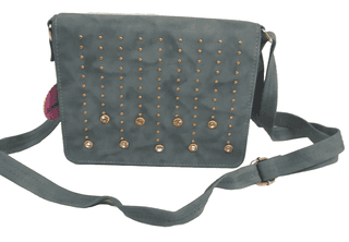 Women's Fashionable Faux Leather Crossbody Bag with Gold Studs and Adjustable Strap
