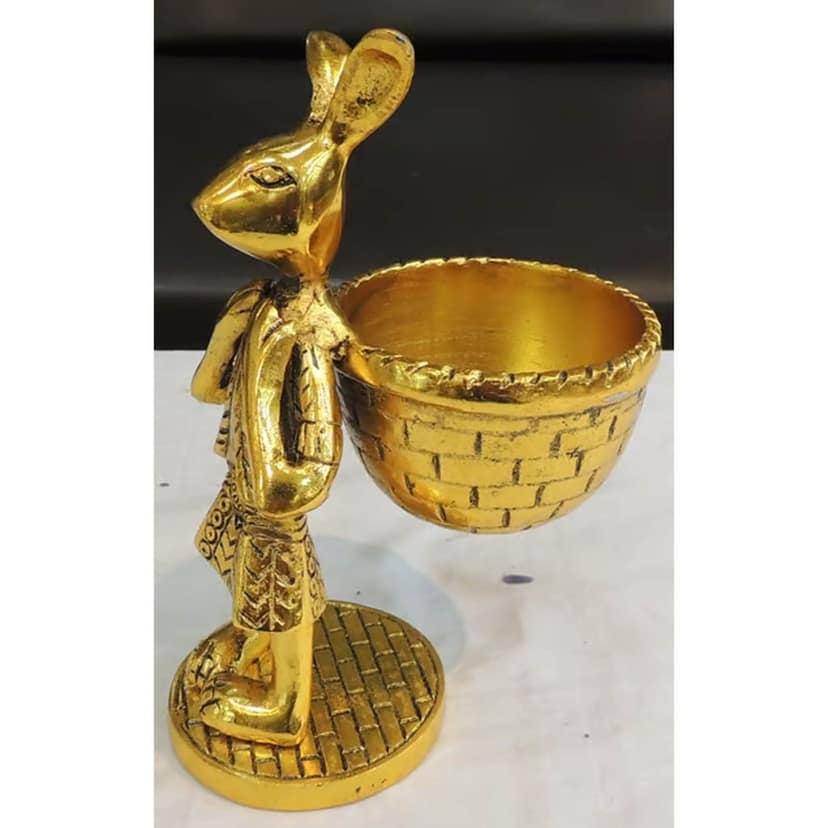 Aluminium Showpiece Rabbit Basket, Height : 8 Inch (ASMAS494 G) view 3