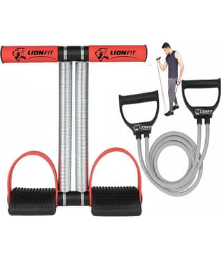 LIONFIT® Double Spring Tummy Trimmer with Resistance Tube for Men & Women | Home Gym Combo for Abs, Arms, Chest, Legs & Full Body Workout