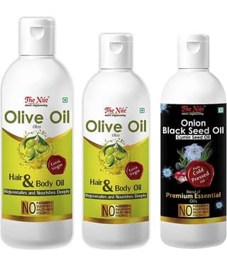 The Nile Olive Oil 150 ML + 100 Ml(250 Ml)+Onion Blackseed Oil 100 ML 350 mL Pack of 3