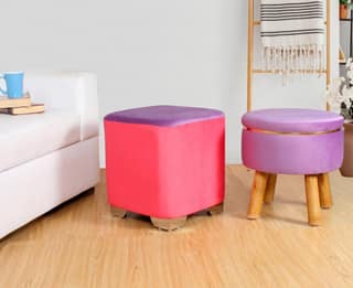 ShadowKart Ottoman Pouffes Sitting Stool for Living Room Furniture Wooden Footstools Puff Mudda Footrest Pouff for Office Home Decor, Combo