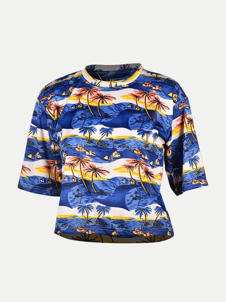 Women Blue Trees Digital Print Croptops