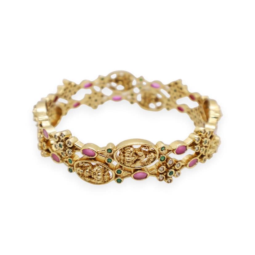 Traditional Gold-Plated Temple Design Bangle