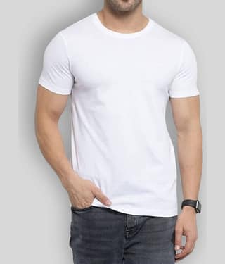 SKYRISE Pack of 1 Cotton Slim Fit Men's T-Shirt ( White )