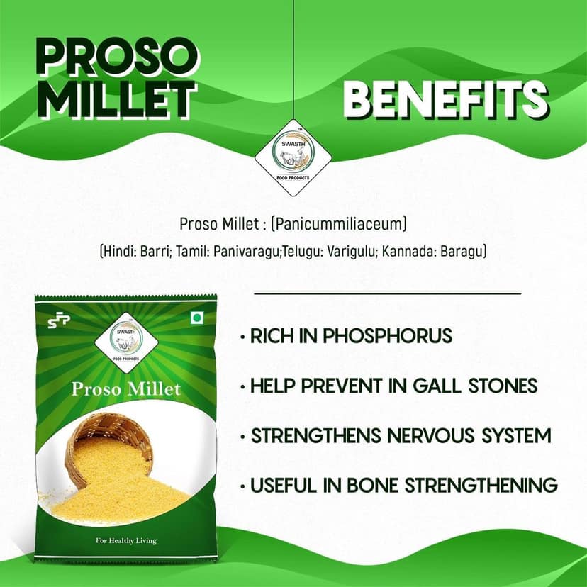 SWASTH Unpolished and Natural Proso Millet 05kg Pack of 5-1Kg Each (Other Names of Porso Millet Chena,Baragu,Variga,Pani Varagu) view 6