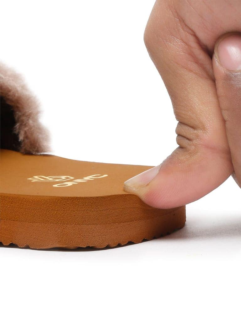 ONYC SuperComfy Brown Fur Sliders for Girls view 6