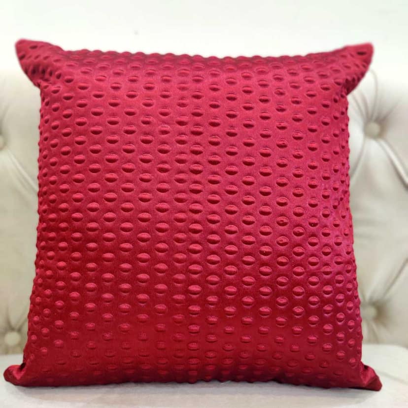 Maroon White Damask / Self Design / Woven Floral Motifs Zipper Square Combo Cushion Covers (16x16 inch or 40 x 40 cm) Set of 5 view 3