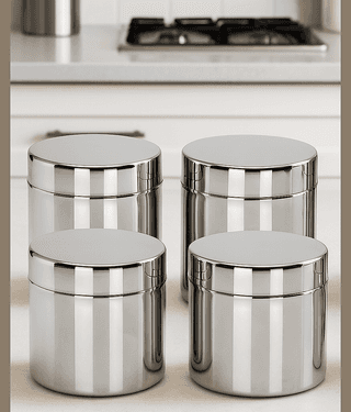 Visaxmi Stainless Steel Silver Multi-Purpose Container ( Set of 4 )
