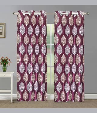 Home Candy Set of 2 Door Semi-Transparent Eyelet Polyester Wine Curtains ( 213 x 120 cm )