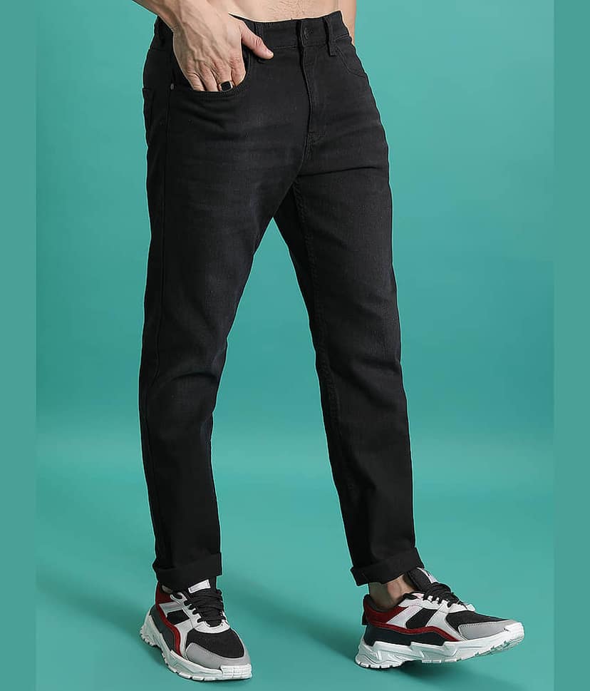 Highlander Straight Solid Men's Jeans - Black ( Pack of 1 ) view 6