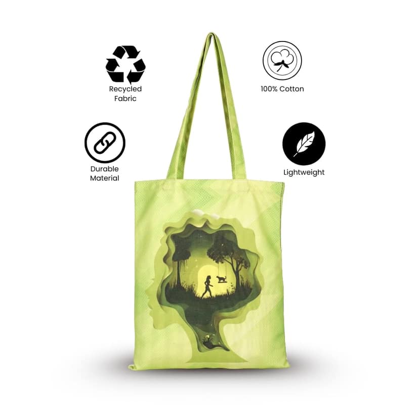 WOTM Recycled Cotton Canvas Tote Bag for Women | College Tote Bag | Canvas Bag for Girls | Foldable Travel & Shopping Tote | Eco-Friendly Cotton Canvas Bag view 3