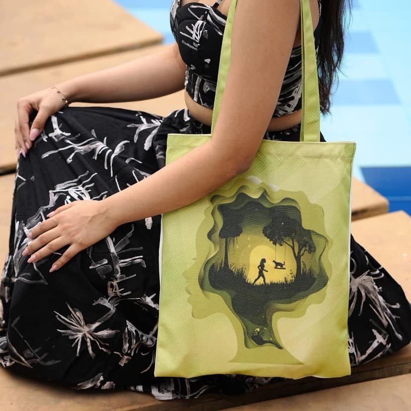 WOTM Recycled Cotton Canvas Tote Bag for Women | College Tote Bag | Canvas Bag for Girls | Foldable Travel & Shopping Tote | Eco-Friendly Cotton Canvas Bag view 8