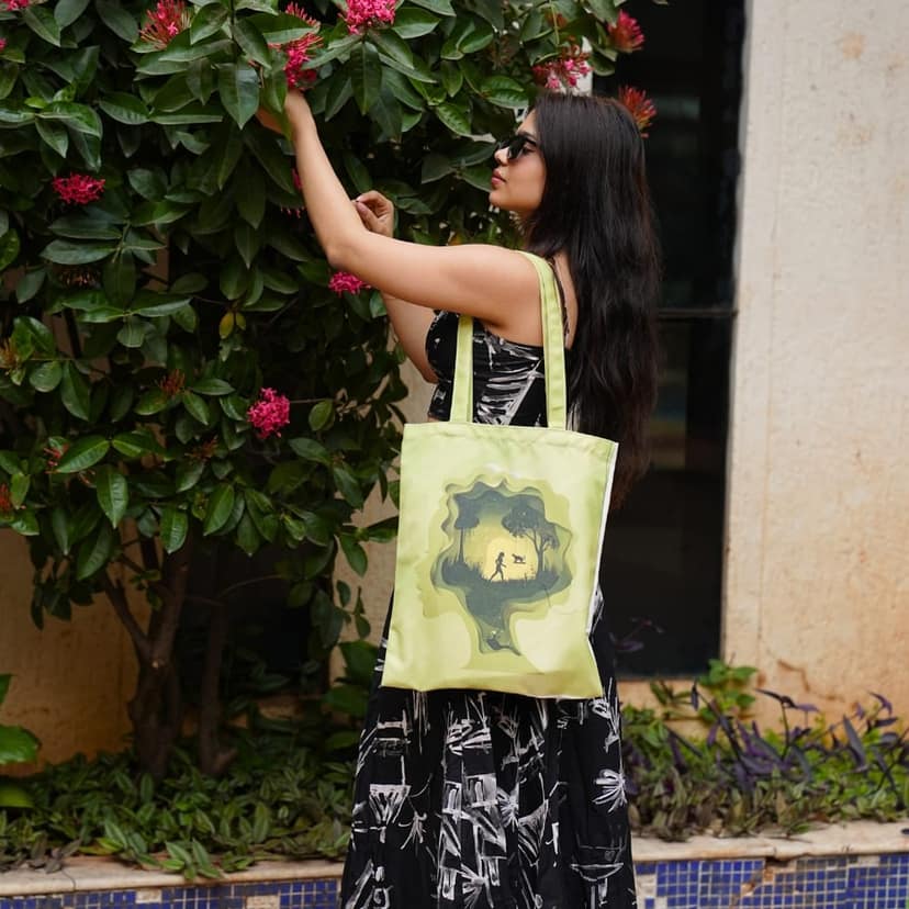 WOTM Recycled Cotton Canvas Tote Bag for Women | College Tote Bag | Canvas Bag for Girls | Foldable Travel & Shopping Tote | Eco-Friendly Cotton Canvas Bag view 9