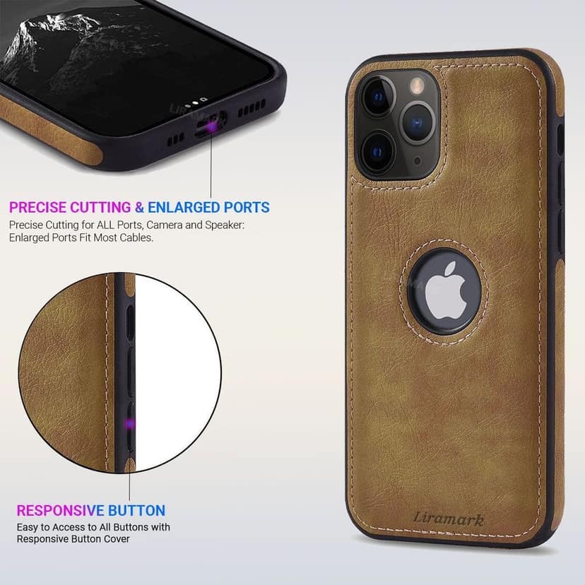 LIRAMARK PU Leather Flexible Back Cover Case Designed for iPhone 11 Pro view 4